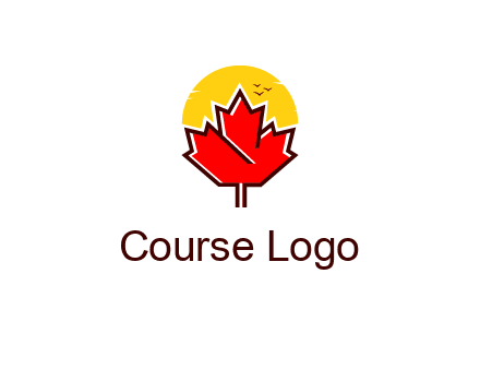 maple leaf covering the sunset logo