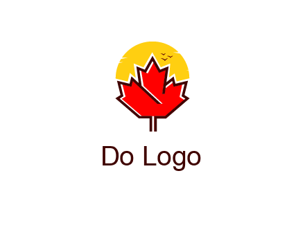 maple leaf covering the sunset logo