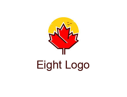 maple leaf covering the sunset logo