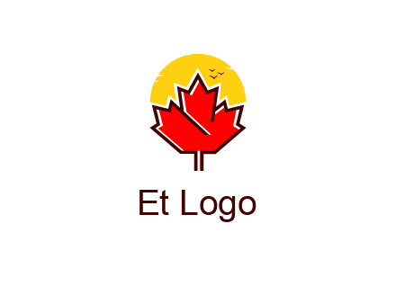 maple leaf covering the sunset logo
