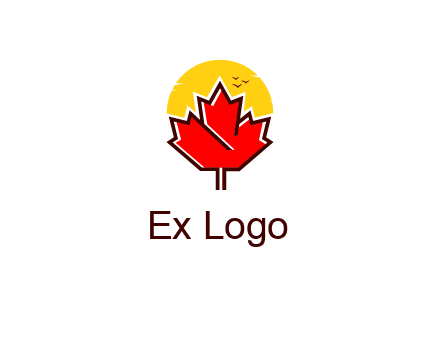 maple leaf covering the sunset logo