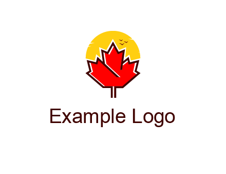 maple leaf covering the sunset logo