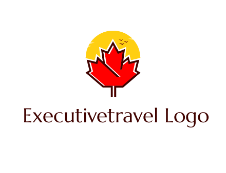 maple leaf covering the sunset logo