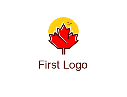 maple leaf covering the sunset logo