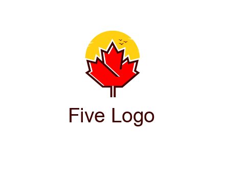 maple leaf covering the sunset logo