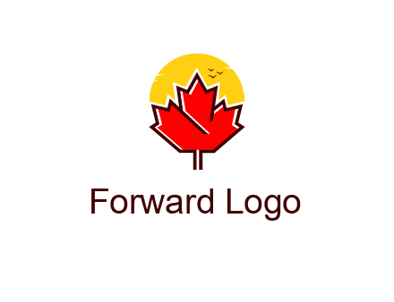 maple leaf covering the sunset logo