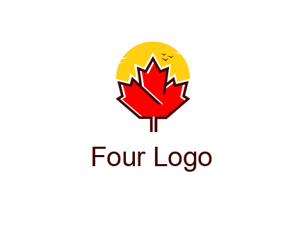 maple leaf covering the sunset logo