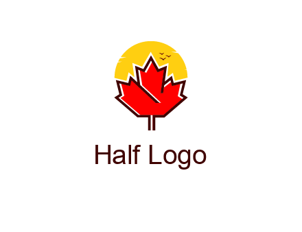 maple leaf covering the sunset logo