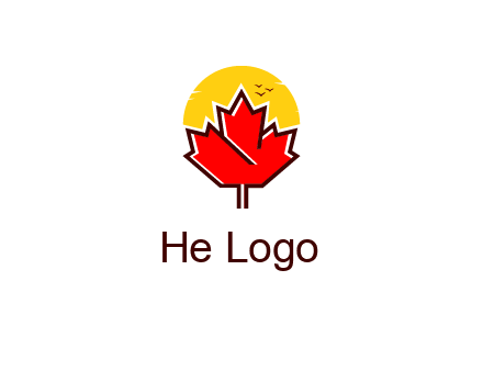 maple leaf covering the sunset logo
