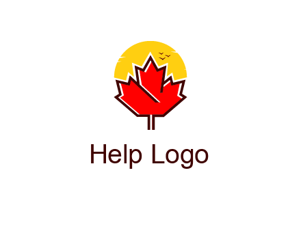 maple leaf covering the sunset logo