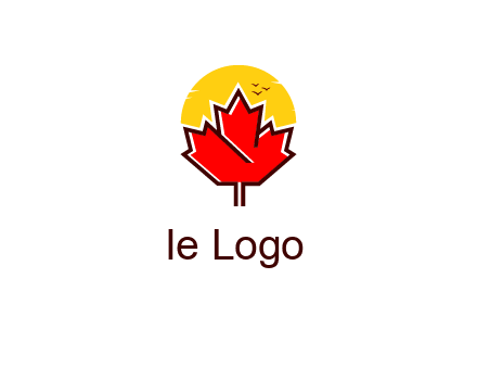 maple leaf covering the sunset logo
