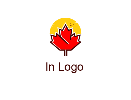 maple leaf covering the sunset logo