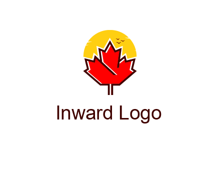 maple leaf covering the sunset logo