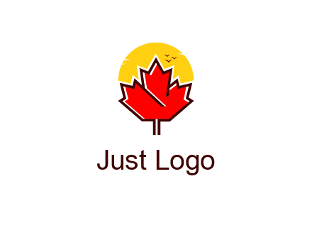 maple leaf covering the sunset logo