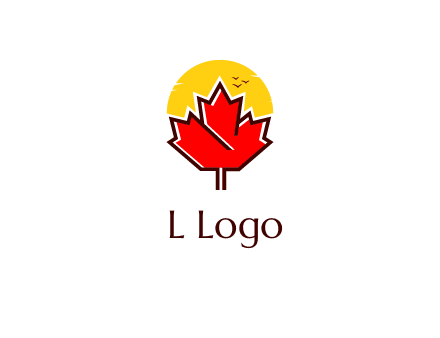 maple leaf covering the sunset logo