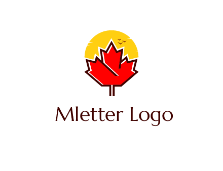 maple leaf covering the sunset logo