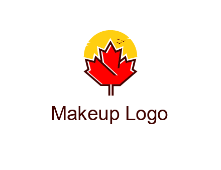 maple leaf covering the sunset logo