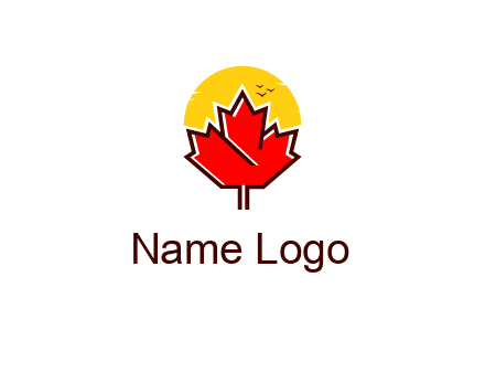 maple leaf covering the sunset logo