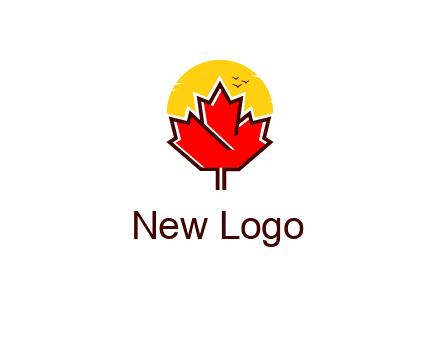 maple leaf covering the sunset logo