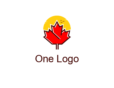 maple leaf covering the sunset logo