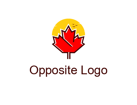 maple leaf covering the sunset logo
