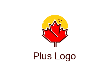 maple leaf covering the sunset logo
