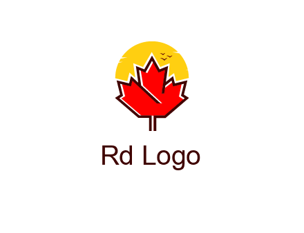 maple leaf covering the sunset logo