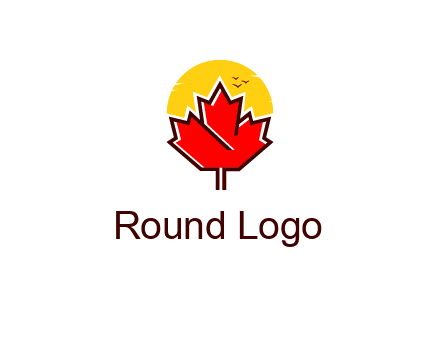 maple leaf covering the sunset logo
