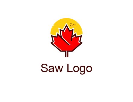 maple leaf covering the sunset logo