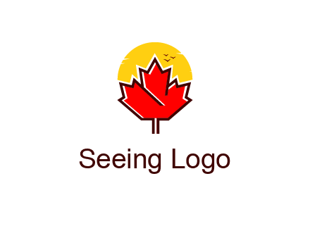 maple leaf covering the sunset logo