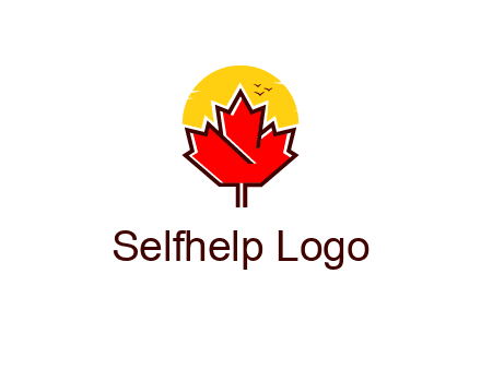 maple leaf covering the sunset logo