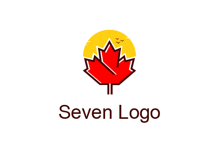 maple leaf covering the sunset logo