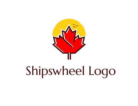 maple leaf covering the sunset logo