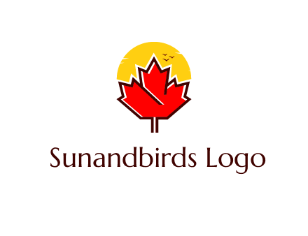 maple leaf covering the sunset logo