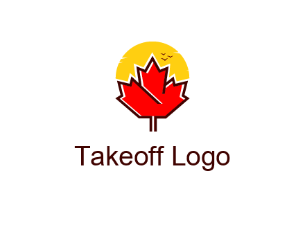 maple leaf covering the sunset logo