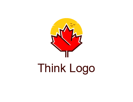 maple leaf covering the sunset logo