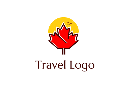 maple leaf covering the sunset logo