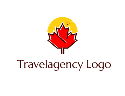 maple leaf covering the sunset logo