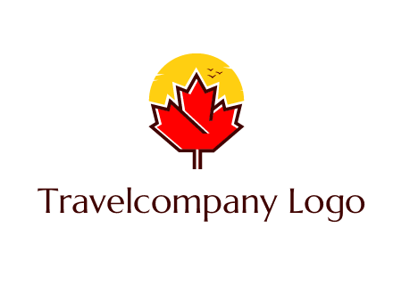 maple leaf covering the sunset logo