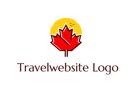 maple leaf covering the sunset logo