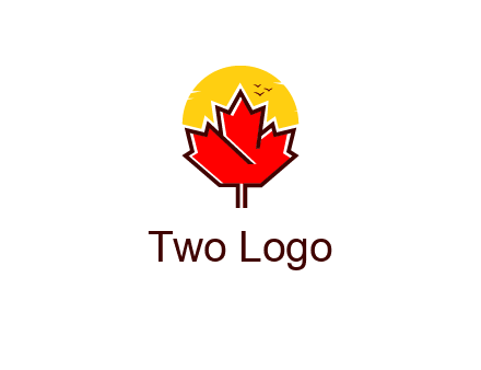 maple leaf covering the sunset logo