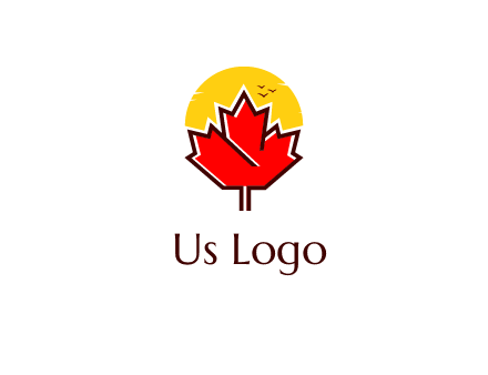 maple leaf covering the sunset logo