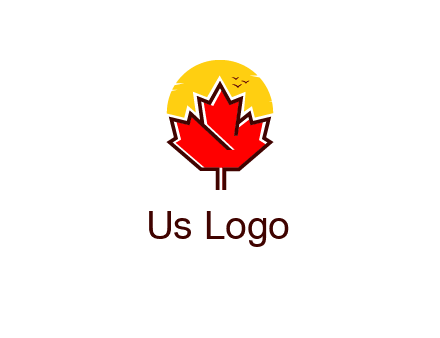 maple leaf covering the sunset logo