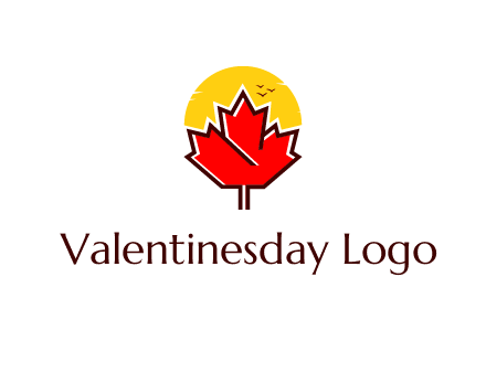 maple leaf covering the sunset logo
