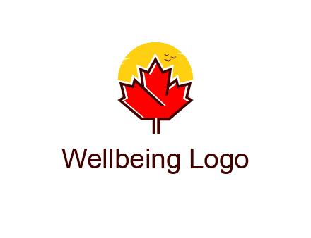 maple leaf covering the sunset logo