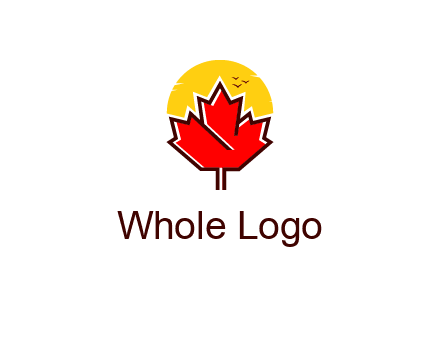 maple leaf covering the sunset logo