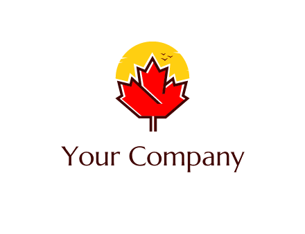 maple leaf covering the sunset logo