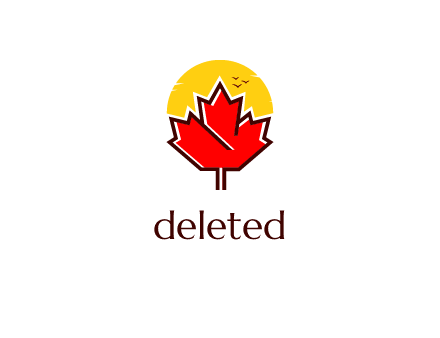 maple leaf covering the sunset logo