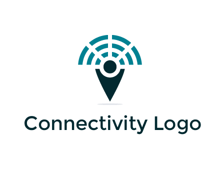 connectivity icon merged with a geotag or stick figure logo