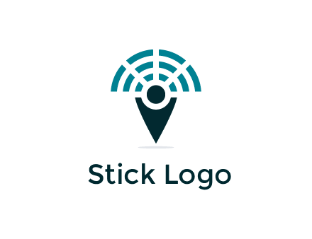 connectivity icon merged with a geotag or stick figure logo